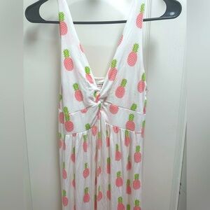 Kickee Pants Women’s White Pineapple Flutter Print Nightgown Pajama Dress